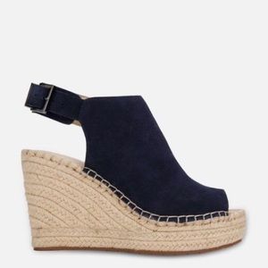 Kenneth Cole Navy Suede Platform Espadrille